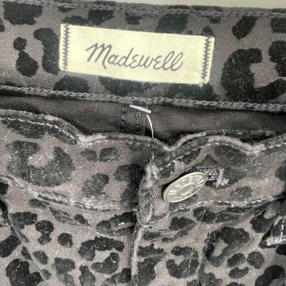 Madewell Black 9” Mid Rise Flocked Leopard Print Skinny Jeans Size 28 - Picture 3 of 7
